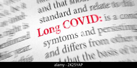 Definizione della parola COVID lungo in un dizionario Foto Stock