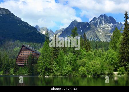 Paesaggio a Strbske Pleso in Slovacchia Foto Stock