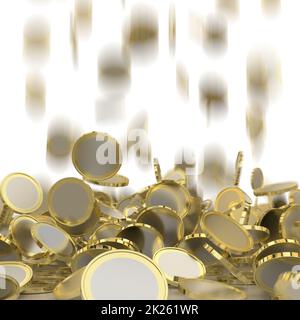 Monete d'oro e d'argento cadenti. Pioggia di soldi. Foto Stock