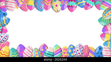 Panorama sfondo pasquale con molte uova colorate - Vector Foto Stock