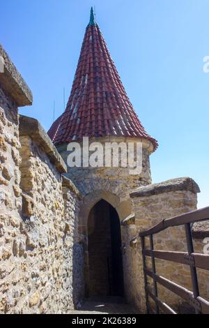 Ingresso alla torre del Castello di Kokorin Foto Stock