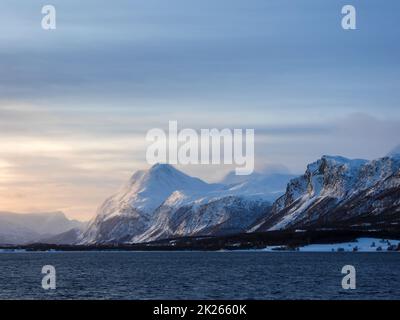 Lyngen-Alps, Troms og Finnmark, Norvegia Foto Stock