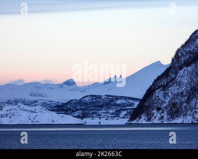 Lyngen-Alps, Troms og Finnmark, Norvegia Foto Stock