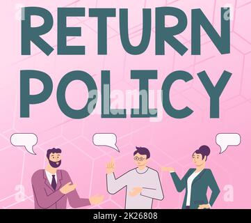 Didascalia di testo che presenta la politica di restituzione. Approccio aziendale rimborso fiscale Termini e condizioni di vendita al dettaglio per i partner di acquisto chattare creare nuove idee meravigliose per il miglioramento delle competenze. Foto Stock