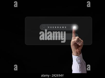 celle per l'immissione di una password e di un identificativo per il sito. Il concetto di protezione dei dati nel mondo digitale web di Internet. Protezione dei dati personali Foto Stock