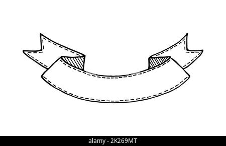 Banner disegnato a mano in stile vintage isolato su bianco Foto Stock