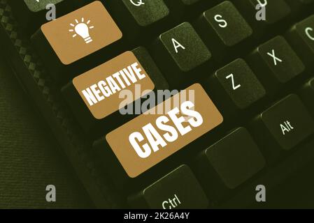 Segno che mostra casi negativi. Circostanze o condizioni del concetto aziendale confermate come false digitando nuovamente i file della cronologia di download, digitando i moduli di registrazione online Foto Stock