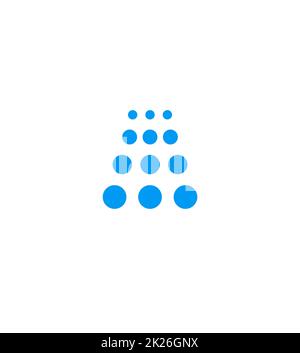 Sala da bagno con doccia icona blu, cascata emblema, car wash logo azienda modello, isolato illustrazione vettoriale su sfondo bianco. Foto Stock