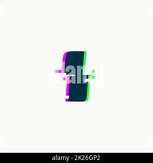Lettera I. carattere Glitch, simbolo astratto isolato da vettore con rumore digitale, elemento alfabeto di design moderno su sfondo bianco. Foto Stock