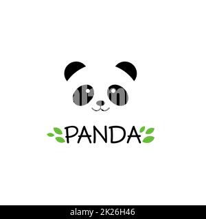 Panda segno. Panda logo. Panda illustrazione vettoriale. Panda testa. Vettore testa panda. Panda sorriso. Orso di bambù. Orso cinese. Panda carnevale. Grazioso panda. Foto Stock