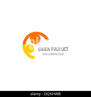 Unione isolato illustrazione. La gente è cordiale holding hands logo. Logotipo di collaborazione. Vettore umano icona. Foto Stock