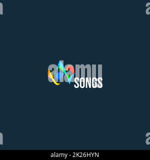 Canzoni vettore astratto logo. D'onda audio icona del design. La riproduzione della musica logotipo modello. Onda Radio segno elemento di design. Canzoni emblema astratta. Suono etichetta colorata. Foto Stock