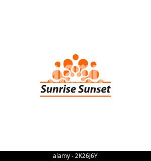 Isolate il vettore orange sunrise tramonto logo. Sole estivo logotipo. Foto Stock