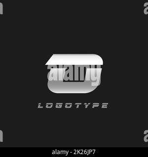 Lama argento lettera o, grassetto corsivo corto monogramma. Stemma vettoriale in ferro di alluminio per officina di riparazione auto o per auto e servizio di corsa logo moderno. Foto Stock