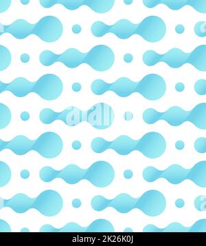 Le bolle d'acqua, onde, microbi, virus, batteri seamless texture. Blu vettore astratto seamless pattern su sfondo bianco. Foto Stock