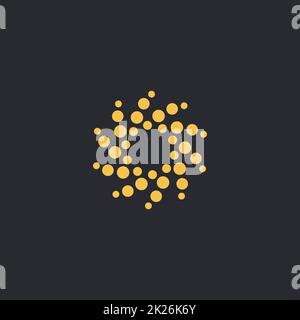 Il vettore isolato sun logo design modello. Punti astratto simbolo. Round forma insolita. Foto Stock
