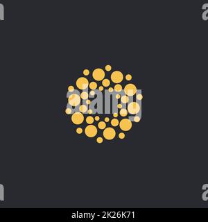 Il vettore isolato sun logo design modello. Punti astratto simbolo. Round forma insolita. Foto Stock