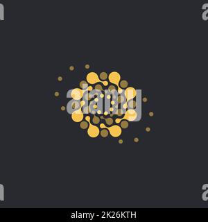 Il vettore isolato sun logo design modello. Punti astratto simbolo. Round forma insolita. Foto Stock