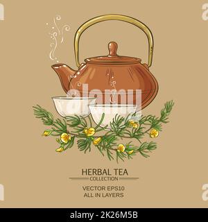 tè rooibos in teiera e ciotole da tè Foto Stock