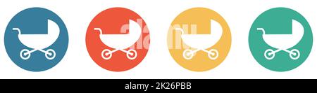 Banner colorato con 4 pulsanti: Passeggino per bambini Foto Stock