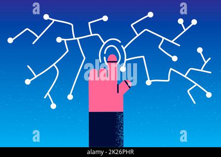 La persona utilizza il dito per l'identificazione digitale della password Foto Stock