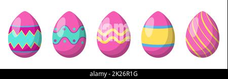 Set di 5 diverse uova di Pasqua colorate - Vector Foto Stock