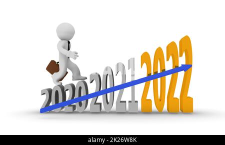 3d aim alto concetto con il numero di anno 2022 Foto Stock