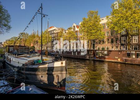 Serata primaverile nel quartiere di Grachtengordel (West Canal Belt), Amsterdam Foto Stock