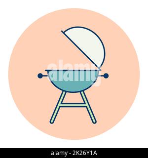 Grill barbecue cucina vettoriale icona piatto Foto Stock