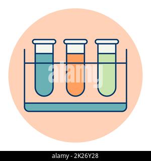 Icona del vettore delle provette. Segno medico Foto Stock