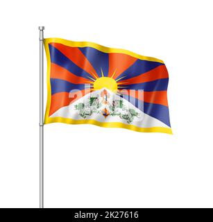 Bandiera tibetana isolata su bianco Foto Stock