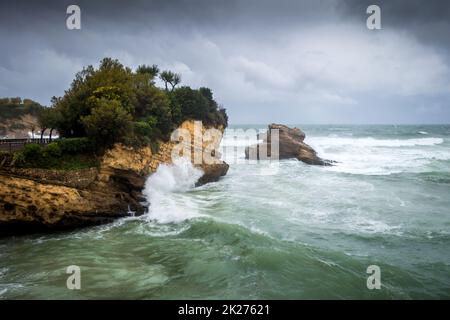Rocca di Basta e mare a biarritz Foto Stock