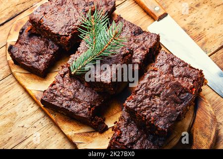 Panforte, frutta secca e torta di noci, brownie Foto Stock