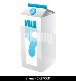 Confezione realistica di latte vaccino isolato su sfondo bianco - Vector Foto Stock