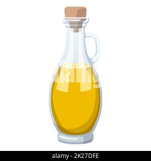Bottiglia realistica con olio di girasole o di oliva isolato su sfondo bianco - Vector Foto Stock