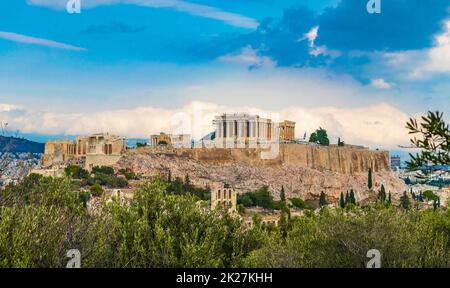 Acropoli di Atene rovine Partenone Greeces capitale Atene in Grecia. Foto Stock