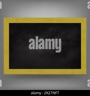Icona Lavagna vuota su sfondo grigio sfocato. Black School Deck per l'apprendimento. Lavagna bianca per l'istruzione Foto Stock