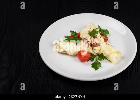 Omelette con formaggio e formaggio Foto Stock