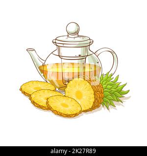 illustrazione del tè all'ananas Foto Stock