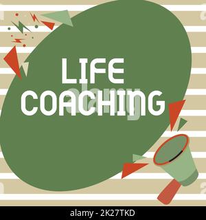 Didascalia di testo che presenta Life Coaching. Incoraggiamento e consultazione concettuale delle foto in base alla condizione attuale Megaphone Drawing Speaking to Chat Cloud Making Announcement. Foto Stock