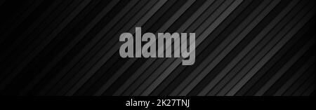 Linee diagonali panoramiche nere e grigie, sfondo web - vettore Foto Stock