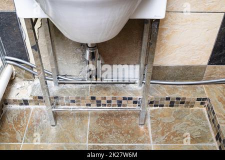 distribuzione temporanea di tubi dell'acqua in polietilene Foto Stock