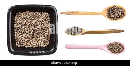 set di vari pepe di monaco (vitex) isolato Foto Stock