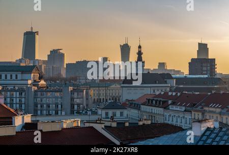 Tramonto di Varsavia Foto Stock