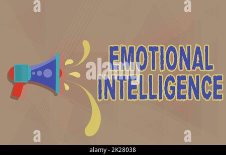 Ispirazione che mostra il segno intelligenza emotiva. Foto concettuale di sé e consapevolezza sociale gestire i rapporti bene Illustrazione di Megaphone gettare via gocce d'acqua fare annuncio. Foto Stock