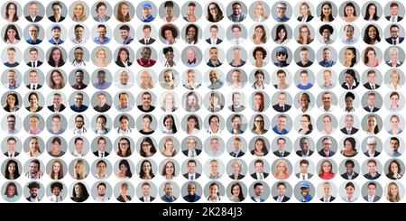 La gente affronta il collage di Avatar. Diverse foto di Headshot Foto Stock