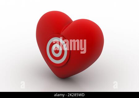 Cuore rosso con icona bersaglio Foto Stock