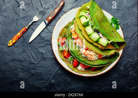 Frittelle con ripieno di verdure Foto Stock