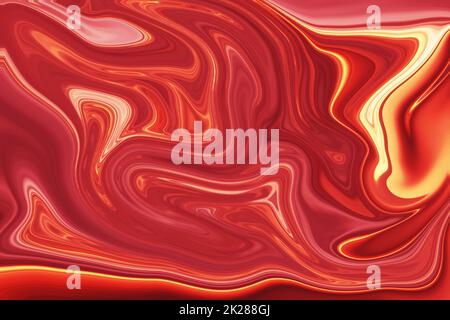 Oro astratto liquido e sfondo rosso texture Foto Stock