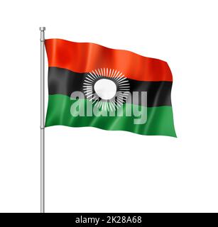 Bandiera del Malawi isolata su bianco Foto Stock